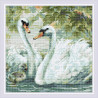 Вариант оформления в рамке Белые лебеди Алмазная вышивка мозаика Риолис АМ0036