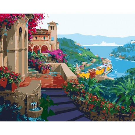 Лазурный рай ( художник Микки Сенкарик ) Раскраска (картина) по номерам акриловыми красками на холсте Menglei