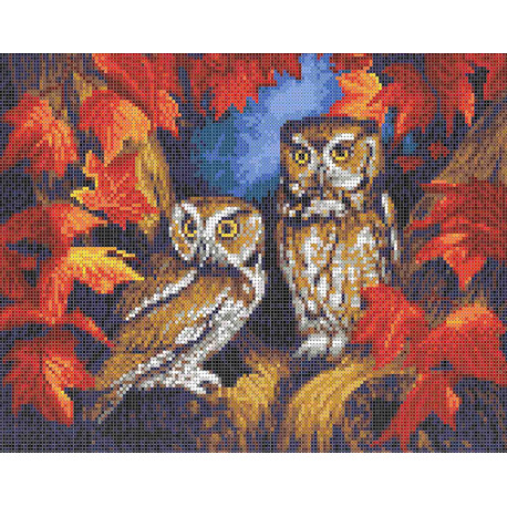  Две совы Канва с рисунком для вышивки бисером Каролинка ТКБЖ 3035