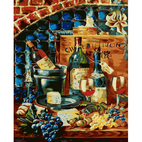  Натюрморт вино и сыр Раскраска картина по номерам CG2024