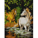 Пара лошадей Ткань с рисунком для вышивания бисером Конек