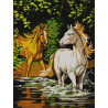  Пара лошадей Ткань с рисунком для вышивания бисером Конек 9705