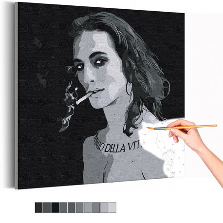  Maneskin / Damiano David черно-белый Раскраска картина по номерам на холсте AAAA-RS098