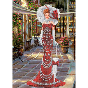  Дама в красном Канва с рисунком для вышивки бисером Каролинка ТКБЛ 3043 1