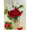  Сирень и красные розы Набор для вышивания лентами Каролинка КЛ(Н)-3040