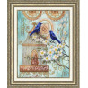 Вариант оформления в рамке Синие птицы счастья Набор для вышивания бисером Золотое Руно РТ-027