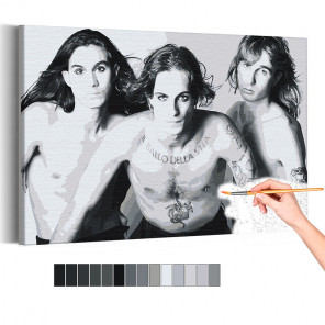  Maneskin / Дамиано, Итан и Томас черно-белая Раскраска картина по номерам на холсте AAAA-RS200