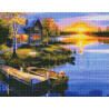  Закат на озере Алмазная вышивка мозаика на подрамнике на подрамнике WB11808