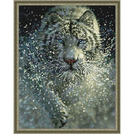  Белый тигр Алмазная вышивка мозаика с нанесенной рамкой Molly KM0902