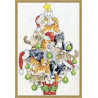 Вариант оформления в рамке Рождественская елка из кошек Набор для вышивания Design works 3419
