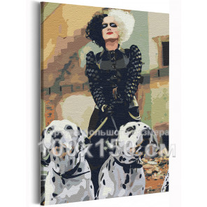  Круэлла и далматинцы / Cruella 100х150 см Раскраска картина по номерам на холсте AAAA-RS304-100x150