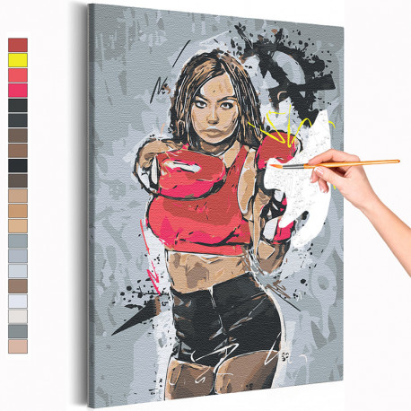  Девушка / Бокс Раскраска картина по номерам на холсте с неоновой краской AAAA-RS192