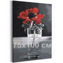 Красный мак на черно-белом фоне / Цветы 75х100 см Раскраска картина по номерам на холсте