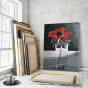 Пример в интерьере Красный мак на черно-белом фоне / Цветы 75х100 см Раскраска картина по номерам на холсте AAAA-RS391-75x100