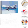 Пример картины и схема Самолет / Полет в небе Раскраска картина по номерам на холсте с неоновой краской AAAA-RS196