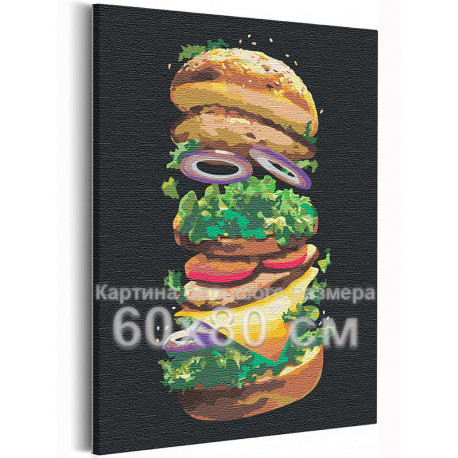  Бургер / Еда / Завтрак 60х80 см Раскраска картина по номерам на холсте с неоновой краской AAAA-RS151-60x80