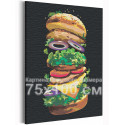 Бургер / Еда / Завтрак 75х100 см Раскраска картина по номерам на холсте с неоновой краской
