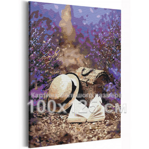  Прогулка с книгой / Лаванда / Цветы 100х125 см Раскраска картина по номерам на холсте с неоновой краской AAAA-RS216-100x125
