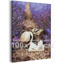 Прогулка с книгой / Лаванда / Цветы 100х125 см Раскраска картина по номерам на холсте с неоновой краской
