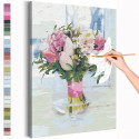  Тюльпаны в вазе / Букет цветов Раскраска картина по номерам на холсте с неоновой краской AAAA-RS206