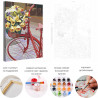 Пример картины и схема Велосипед и букет цветов / Прогулка Раскраска картина по номерам на холсте AAAA-RS214