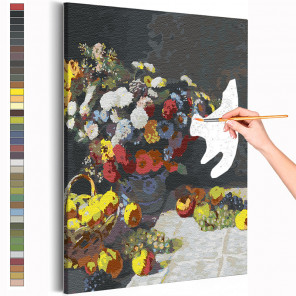 Пример картины и схема Цветы и фрукты Клод Моне / Известные картины Раскраска картина по номерам на холсте AAAA-RS268