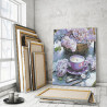Пример в интерьере Сирень и чашка кофе / Цветы 80х100 см Раскраска картина по номерам на холсте AAAA-RS225-80x100