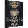  Кот и череп 80х120 см Раскраска картина по номерам на холсте с металлической краской AAAA-RS212-80x120