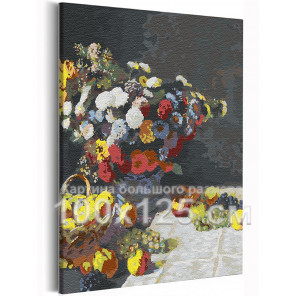 Пример в интерьере Цветы и фрукты Клод Моне / Известные картины 100х125 см Раскраска картина по номерам на холсте AAAA-RS268-1