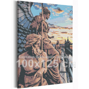 Пример в интерьере Канал Грибоедова / Каменные стражи 100х125 см Санкт-Петербурга Раскраска картина по номерам на холсте AAAA-R