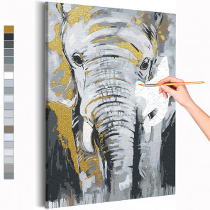  Серый слон / Животные Раскраска картина по номерам на холсте с металлической краской AAAA-RS289