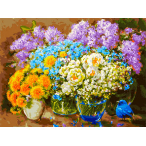  Весенние цветы Раскраска картина по номерам на холсте Белоснежка 439-AS