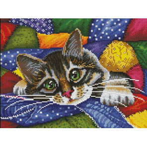  Котик в лоскутках Алмазная вышивка мозаика Белоснежка 702-BK-S