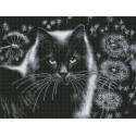Кот и одуванчики Алмазная вышивка мозаика Белоснежка