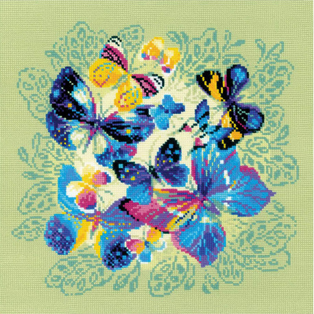  Панно/подушка "Яркие бабочки Набор для вышивания МП Студия 1958