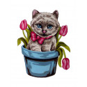  Котенок в цветочном горшке Канва жесткая с рисунком для вышивки Gobelin L 43.201