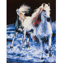  Пара белых лошадей Канва жесткая с рисунком для вышивки Gobelin L 14.858