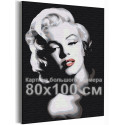 Мэрилин Монро черно-белая 80х100 см Раскраска картина по номерам на холсте