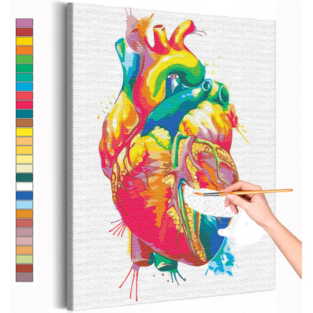  Цветное сердце / Радужный свет Раскраска картина по номерам на холсте с неоновой краской AAAA-RS164