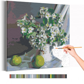  Яблоневый цвет / Цветы, яблоки Раскраска картина по номерам на холсте AAAA-RS241