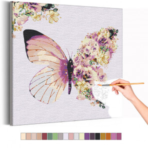  Бабочка и цветочное крыло / Цветы Раскраска картина по номерам на холсте с металлической краской AAAA-RS242