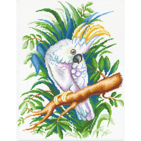  Белый попугай Канва с рисунком для вышивания МП Студия СК-116