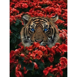  Тигр в цветах Алмазная вышивка мозаика Алмазная живопись АЖ-4123