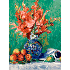  Ренуар. Натюрморт с цветами и фруктами Раскраска картина по номерам на холсте Белоснежка 464-AS