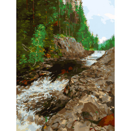  Водопад Кивач Раскраска картина по номерам на холсте Белоснежка 468-AS