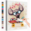  Мышка и птички / Животные Раскраска картина по номерам на холсте с с неоновой краской для детей AAAA-RS405
