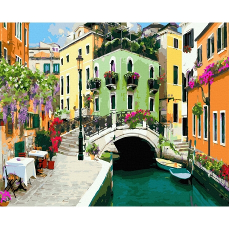  Улочки Венеции Раскраска картина по номерам на цветном холсте Molly KHN0004