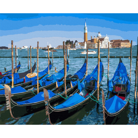  Венеция. Гондолы Раскраска картина по номерам на цветном холсте Molly KHN0015