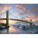  Рассвет над Нью-Йорком Раскраска картина по номерам на цветном холсте Molly KK0747