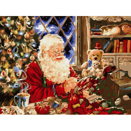  Мастерская Санта Клауса Раскраска картина по номерам на цветном холсте Molly KK0725